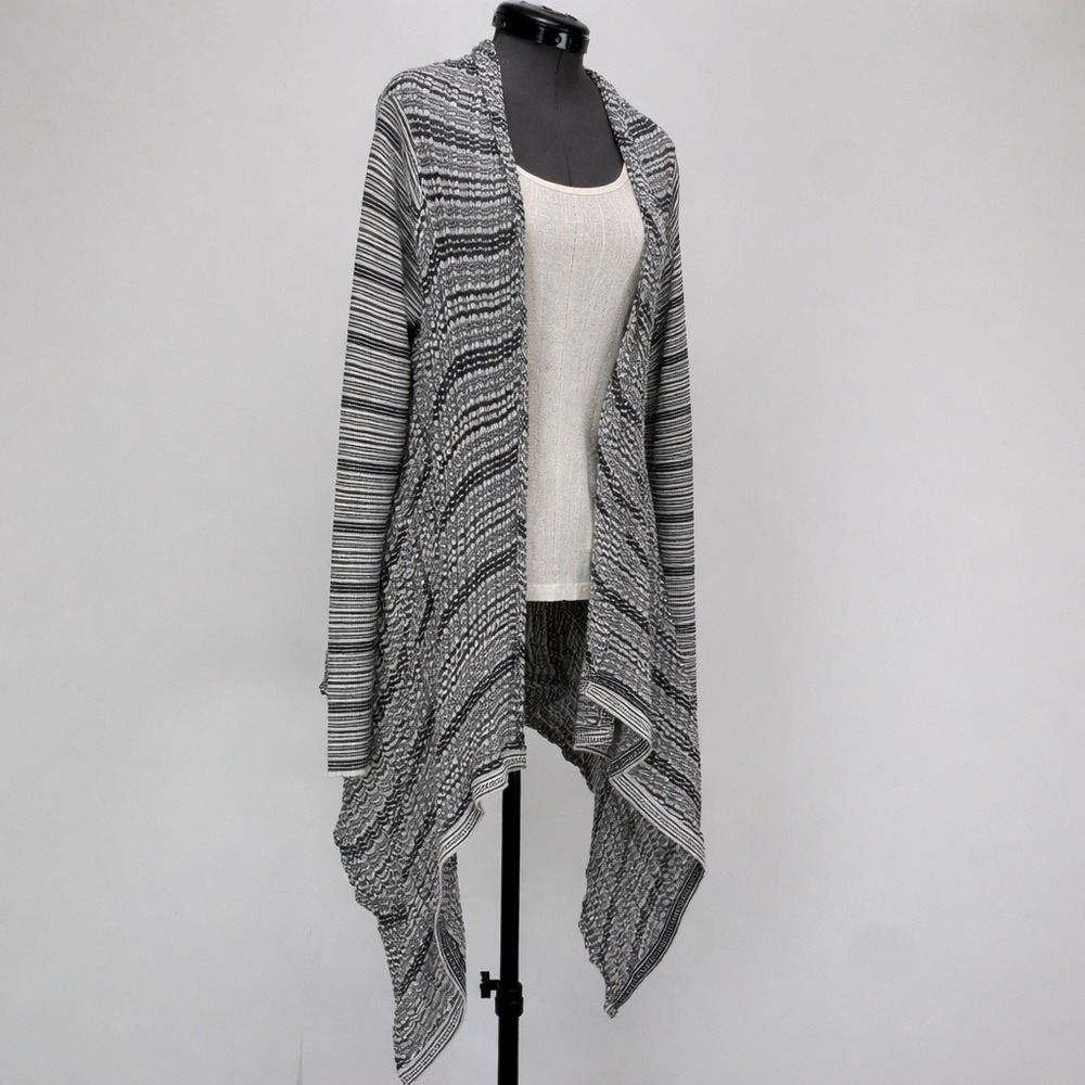 Ioanna Kourbela Cardigan Handkerchief Hem Striped Knit Monochrome Women's M‎ - Picture 2 of 11